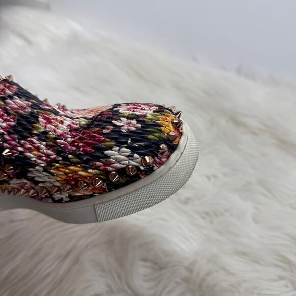 EUC • Christian‎ Louboutin PIK BOAT Quilted Floral Tissu Spike Flats Size: 35 - Picture 11 of 12